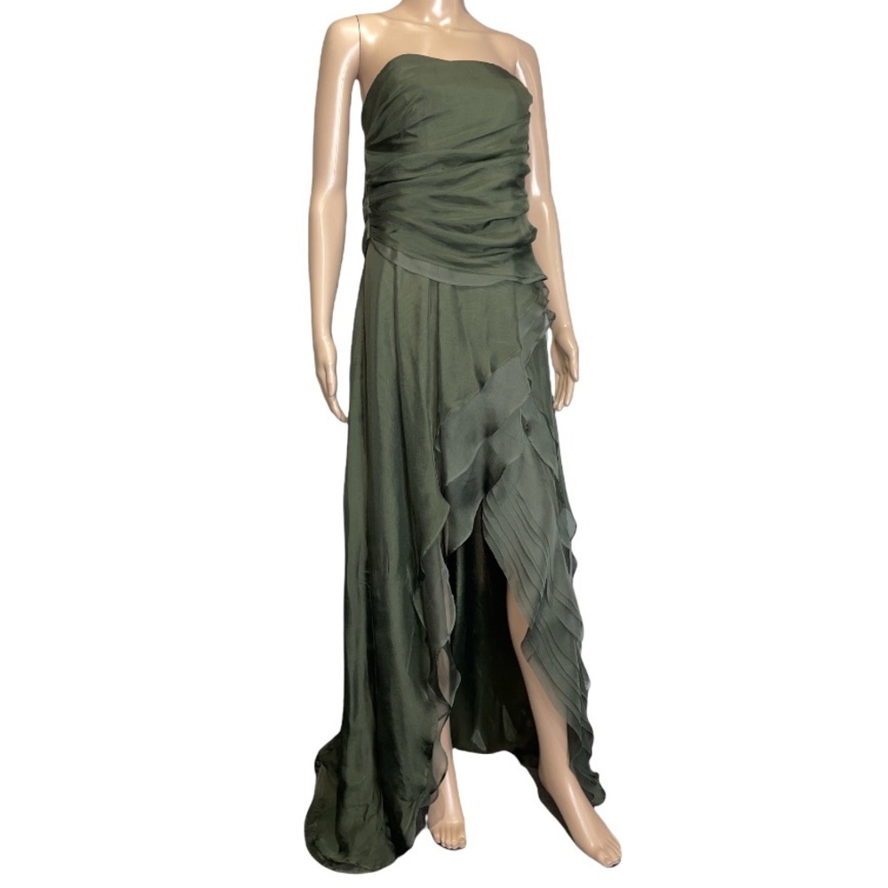 ABS RUFFLED LAYERED EVENING GOWN